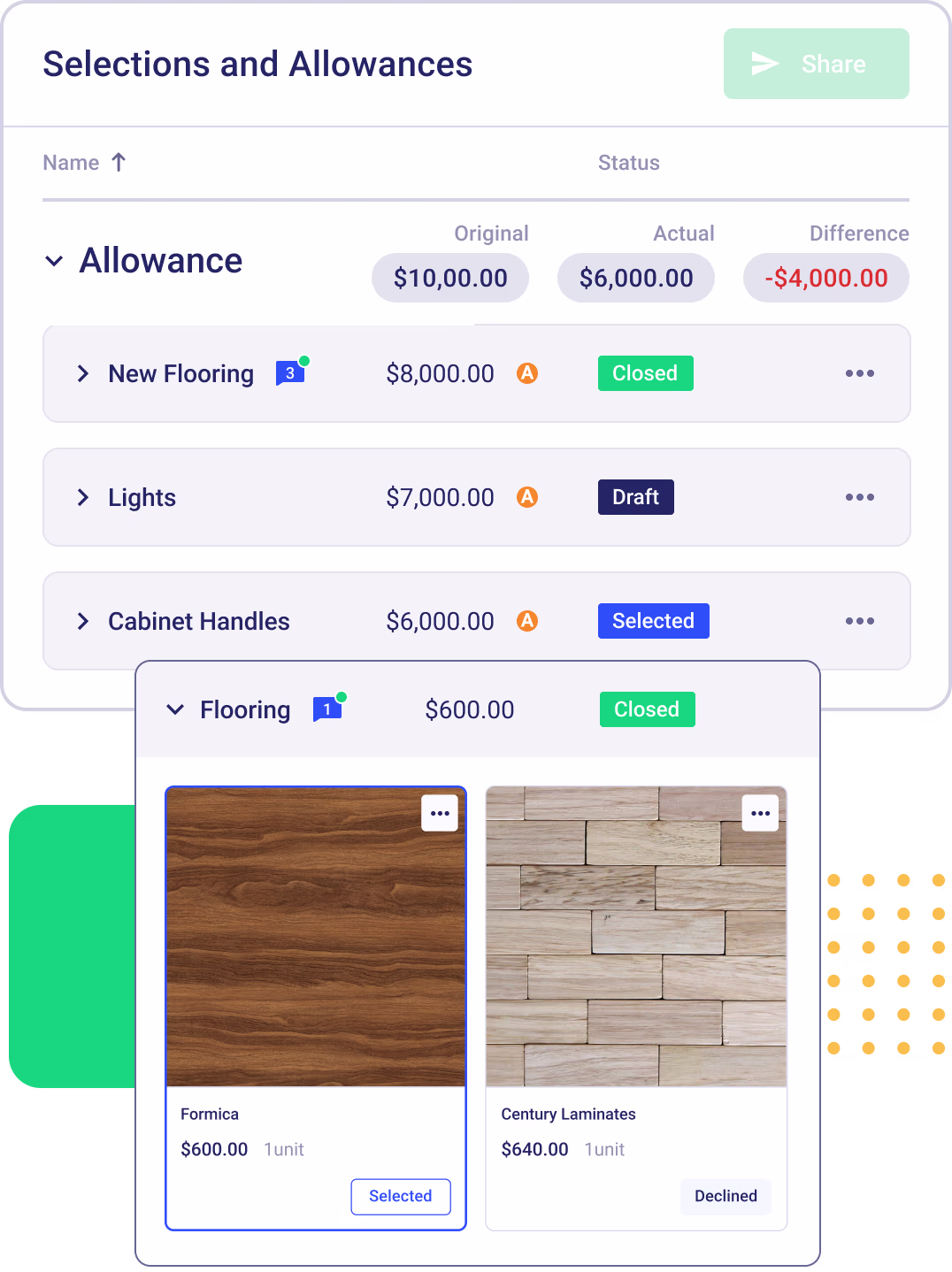 Link Selections to Budgets & Invoices